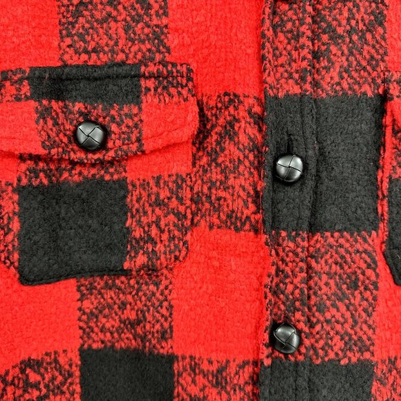 Pomander Place Tuckernuck Austen Shirt Jacket Red Buffalo Check Wool Shacket M - Picture 2 of 7